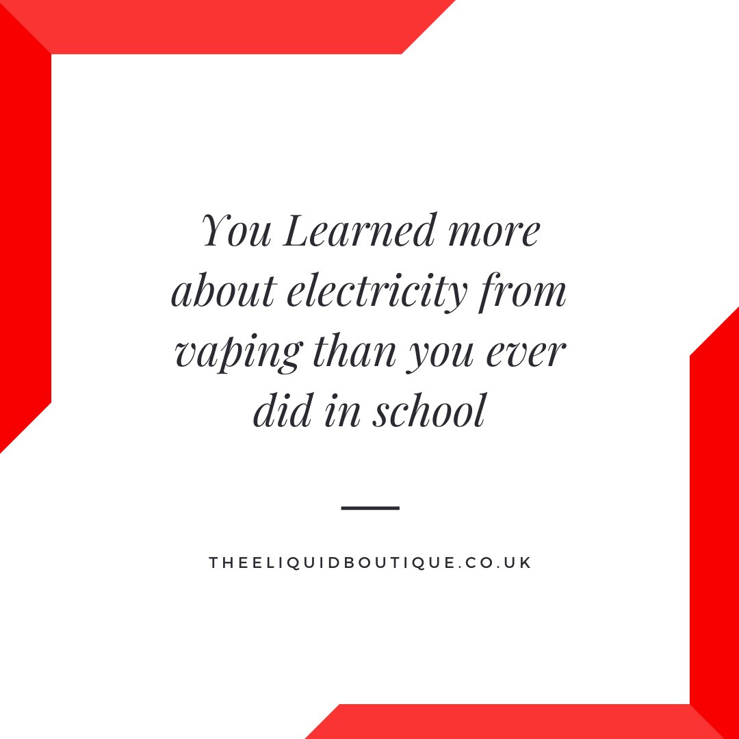EliquidBoutique's tweet photo. "You Learned more about electricity from vaping than you ever did in school."
.
Inhale the flavor to exhale the stress: unique flavors to try.
 .
Click here: https://t.co/5b8AEnPdCn.
.
Follow @EliquidBoutique.
.
#eliquidboutiqueuk #eliquidboutique #vapetank #vape https://t.co/gi85hrDNor