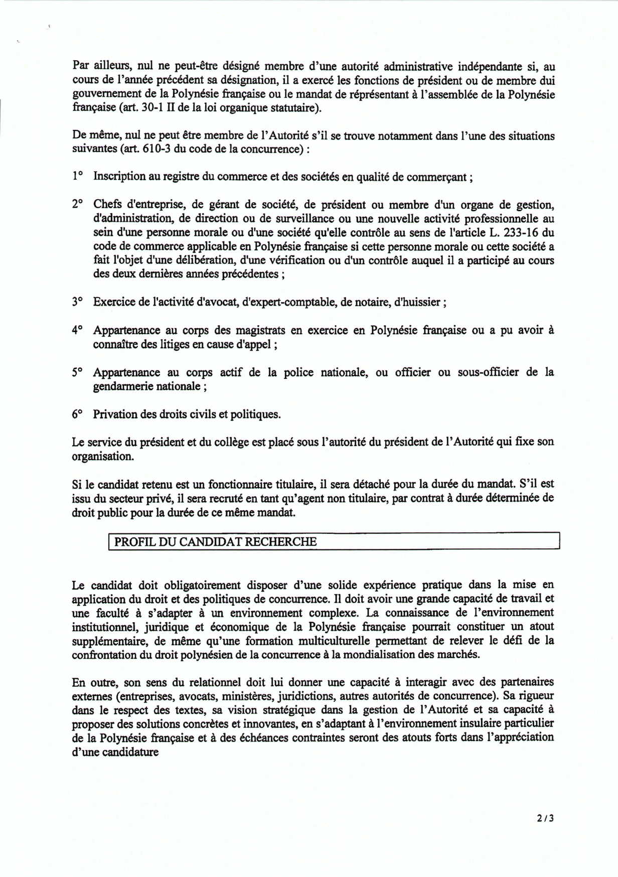 Autorite Polynesienne De La Concurrence On Twitter Appel A Candidature Presidence De L Apc Les Candidatures Cv Et Lettre De Motivation Manuscrite 1p Max Doivent Etre Adressees Au Ministere De L Economie