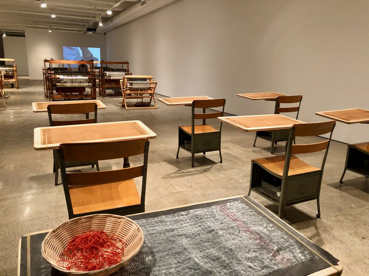 The exhibition asked: what if THIS were the flag & symbol that endured, not the Confederate battle flag? In Lesson Plan (Confederate Truce Flag), visitors were invited to site in historic school desks, creating rubbings of the Truce flag and multiplying its image 4/