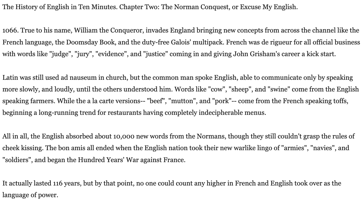 ラテン語さん また 英語の起源は中英語 と言えるほど中英語の現代英語への影響は突出していません ひろゆきさんが注目していた語彙の影響を見ていきます テキストはひろゆきさんが 英語は仏語と比べて簡単 とを示そうとしましたが実際はそんな趣旨