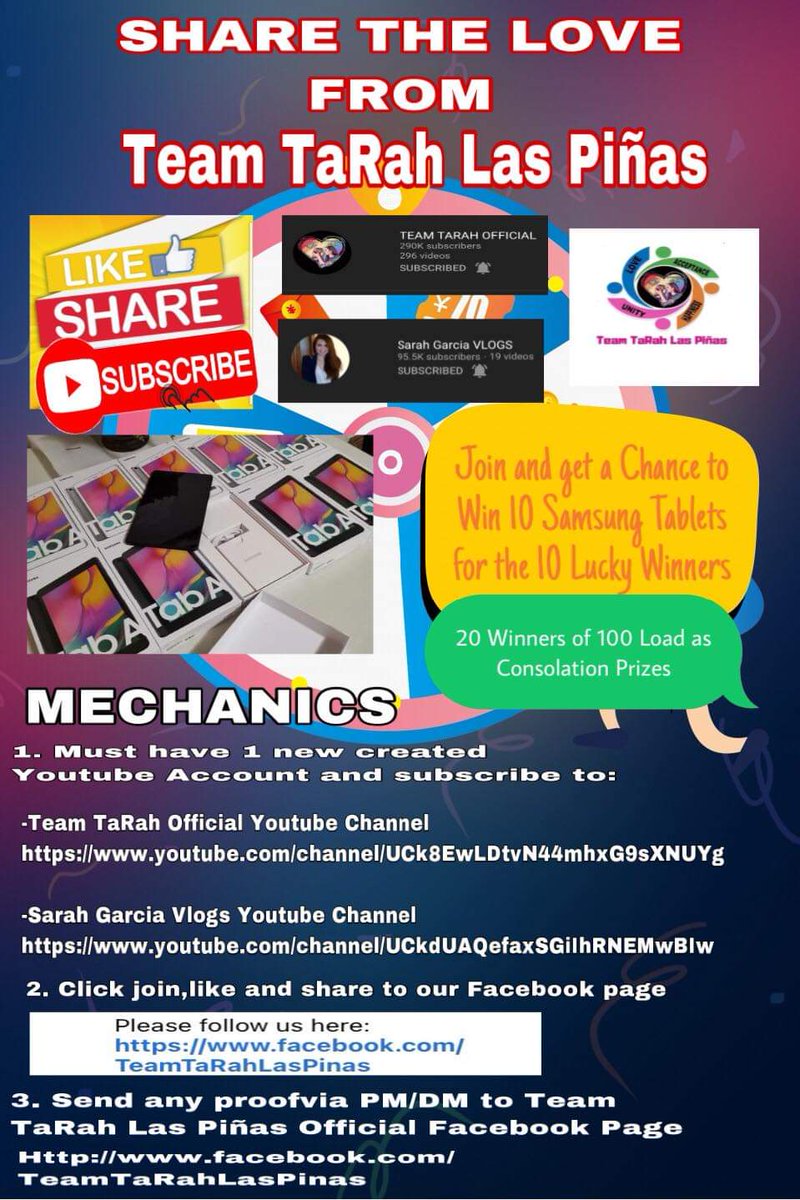 MagandanggDilag's tweet photo. #ROADTO100K SARAH GARCIA VLOGS
#RAFFLE
#SAMSUNGTABLETS
 
SHARE THE LOVE FROM Team TaRah Las Piñas

Everyone who wants to join are  welcome po, just follow the mechanics that indicated below
👇👇👇
https://t.co/TgHy2qy5ea

Much Love,
Team TaRah Las Piñas
- Admin M https://t.co/8gbtCl7eVF