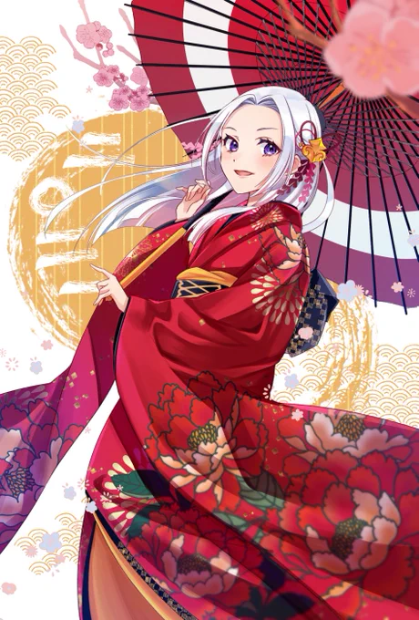 やっと描き初めできました?
今年も着物エーデルちゃん☺️ 