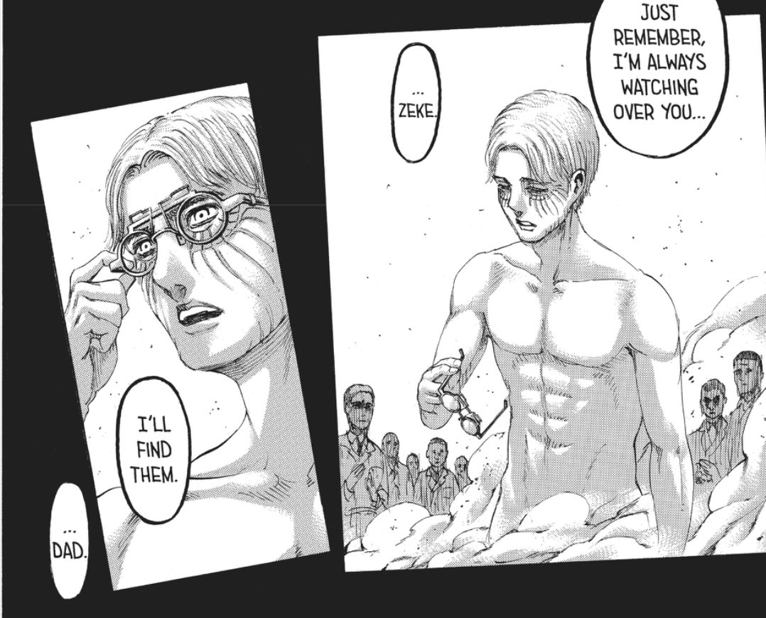 Second, since 121 he's got deeper understanding in love, given an even further development in the sense of duty now to stop Eren. He will bring the end to both world's cursed history and Yeager's history, out of love for all Xaver, Grisha and maybe Eren.