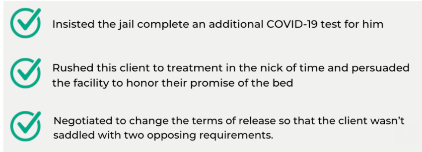 Fortunately, this client has a PFJ Advocate who: