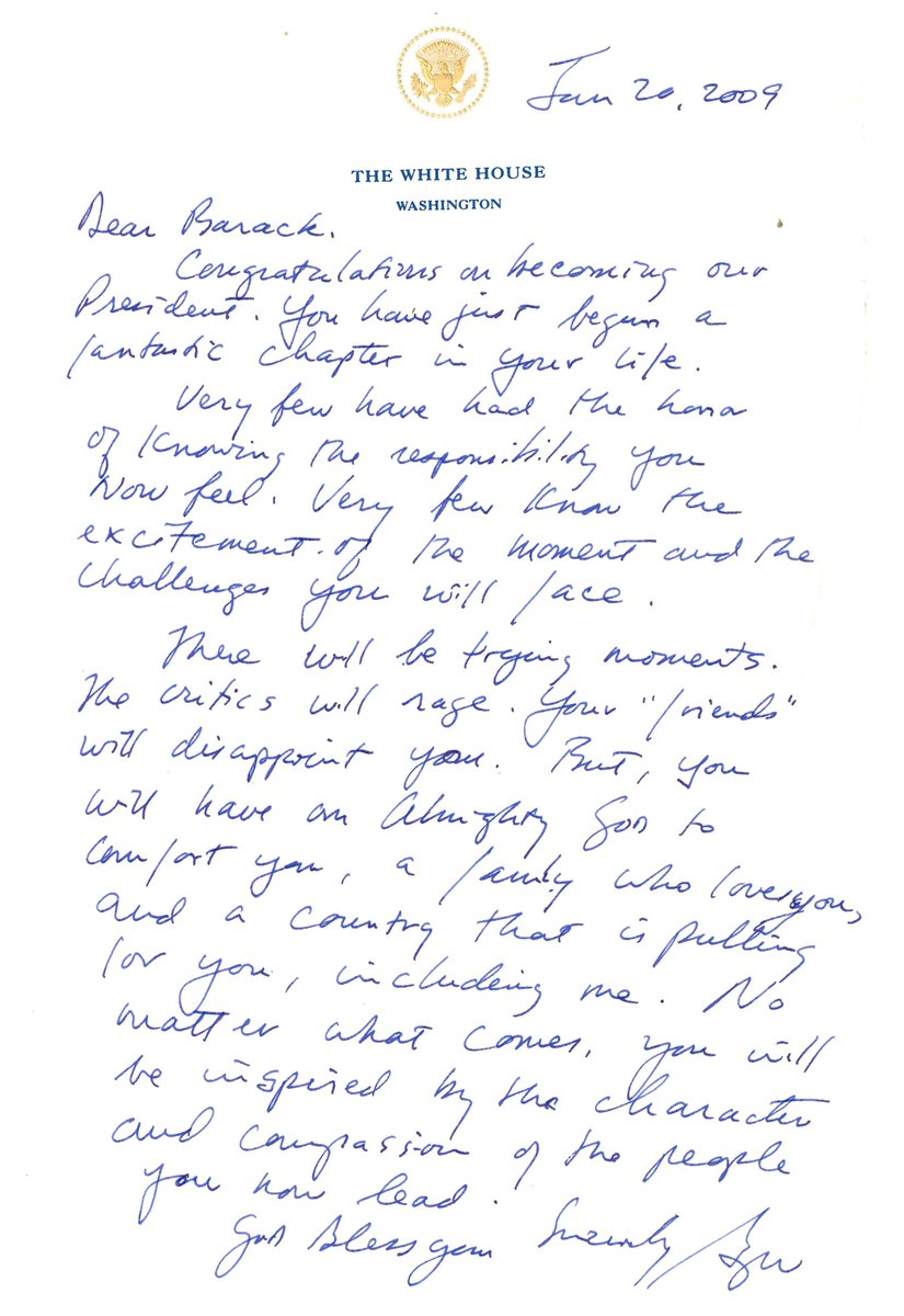 After serving 8 years, George W. Bush wrote his letter to incoming President Barack Obama.