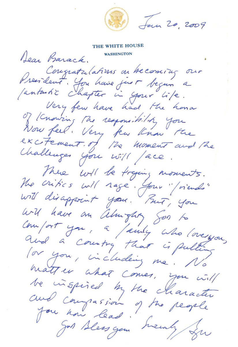 After serving 8 years, George W. Bush wrote his letter to incoming President Barack Obama.