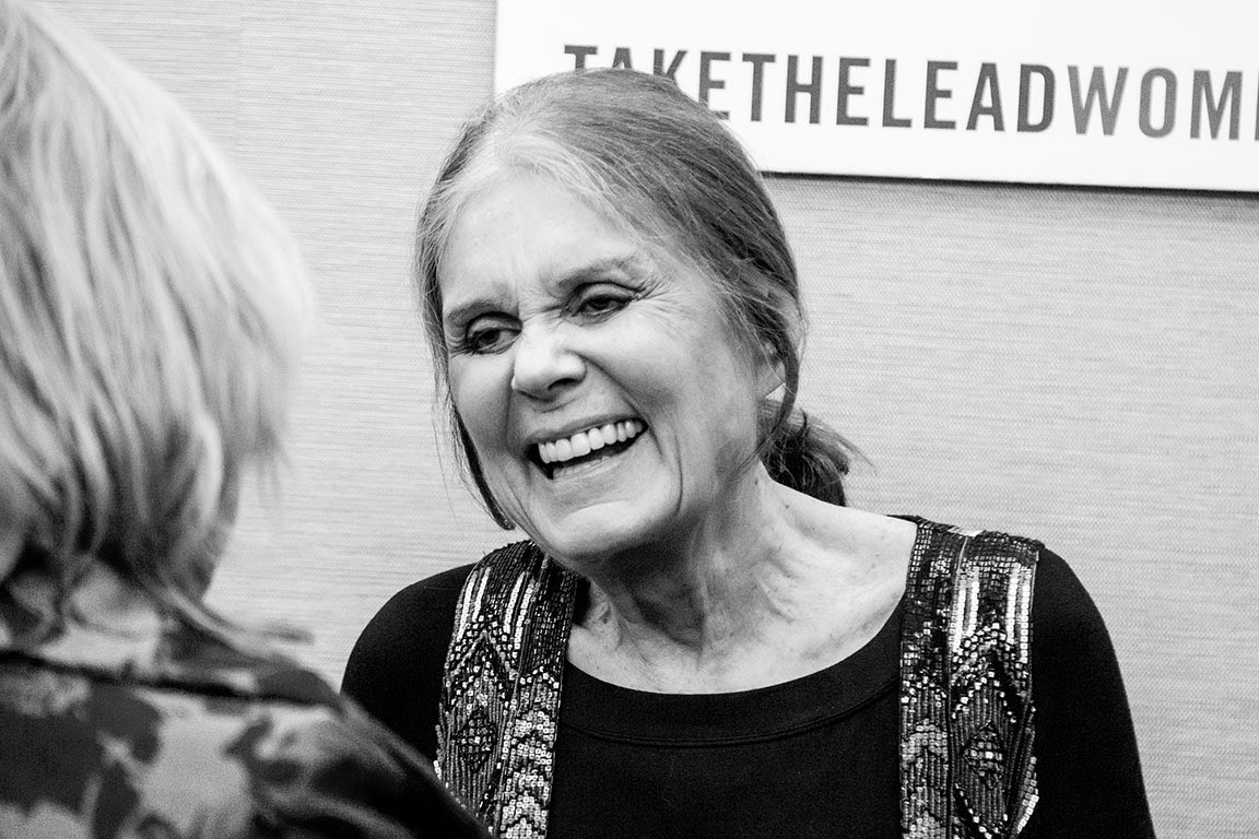 Gloria Steinem greets her guests at her play ‘Gloria’ at the  @Daryl_Roth Theater in New York City, 2018: