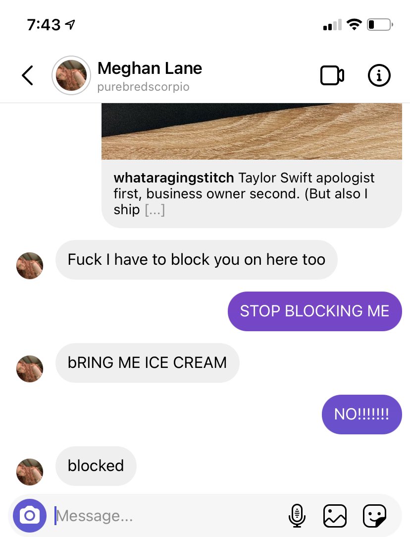 pepppercorns's tweet photo. @ my friends: @neumme just blocked me bc I won’t drive to her house and bring her ice cream from her own freezer. https://t.co/z1saQg6uXd