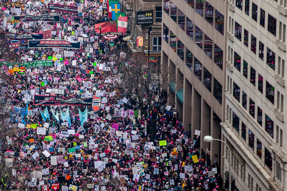 womensmarch's tweet photo. 2 years ago today.

Thousands of us marched in D.C. and across the country in 2019, creating a true #WomensWave against Trump and the GOP.

Now, we’re about to evict Trump from the White House and swear in President Biden. We’re so proud of this movement.

📸: @kishabari https://t.co/ae7RnjW3kI