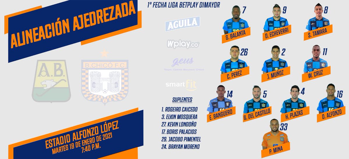 MundoAjedrezado's tweet photo. Así jugará el @BCHICOFCOFICIAL para enfrentar al @ABucaramanga en el Alfonso López
#MundoAjedrezado
#SomosElCampeonDeBoyaca https://t.co/FAoguM9p9t