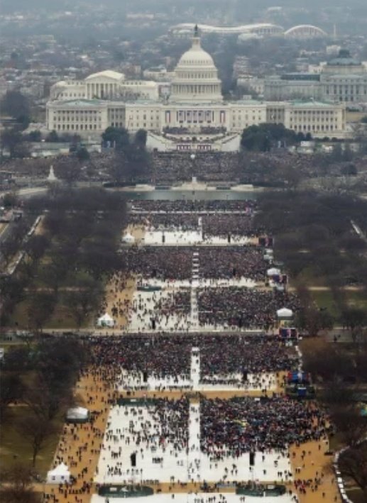 TimRunsHisMouth's tweet image. Remember when the left mocked Trump for his inauguration crowd?  

Wellp... Biden's is an empty space with flags inside a security zone.