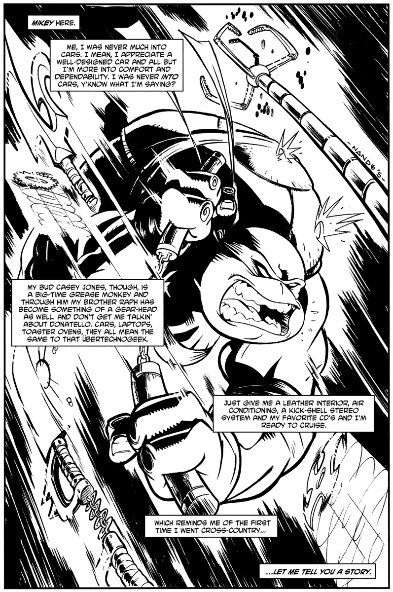 Fernard Pinto. This is a cute story about Casey and Shadow opening up to each other about the absence of Gabriel, her late biological mother, and also Mikey and a gang of Rat J. Fink hot rodding ghosts are there.
