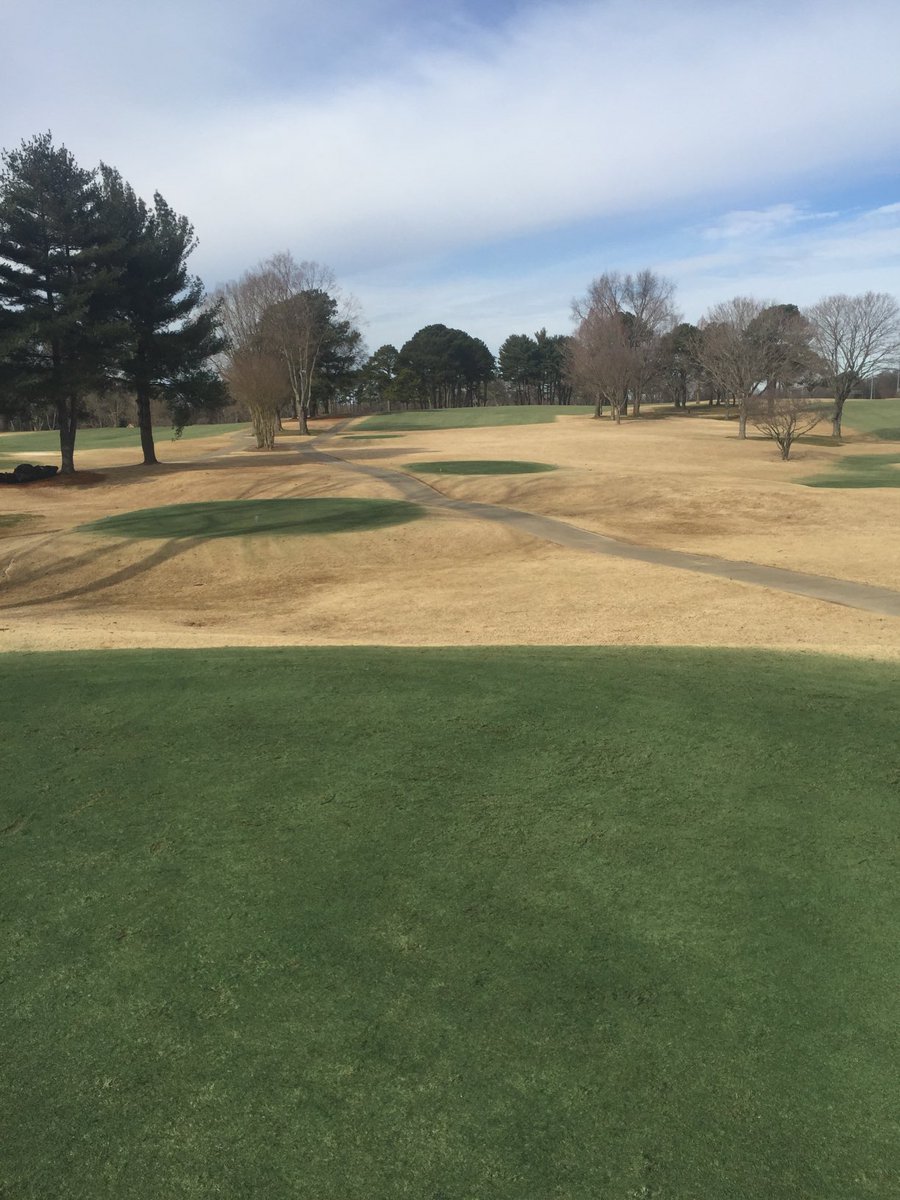 Touch up time at The Hick with some ⁦<a href="/geoponics/">Geoponics Corp</a>⁩ FWY Blend. Instead of walk spraying we used our GPS sprayer on tees and extremely happy with result. Been walk spraying paint for 8 years and will never do it again. Application better (for us) in every aspect riding.