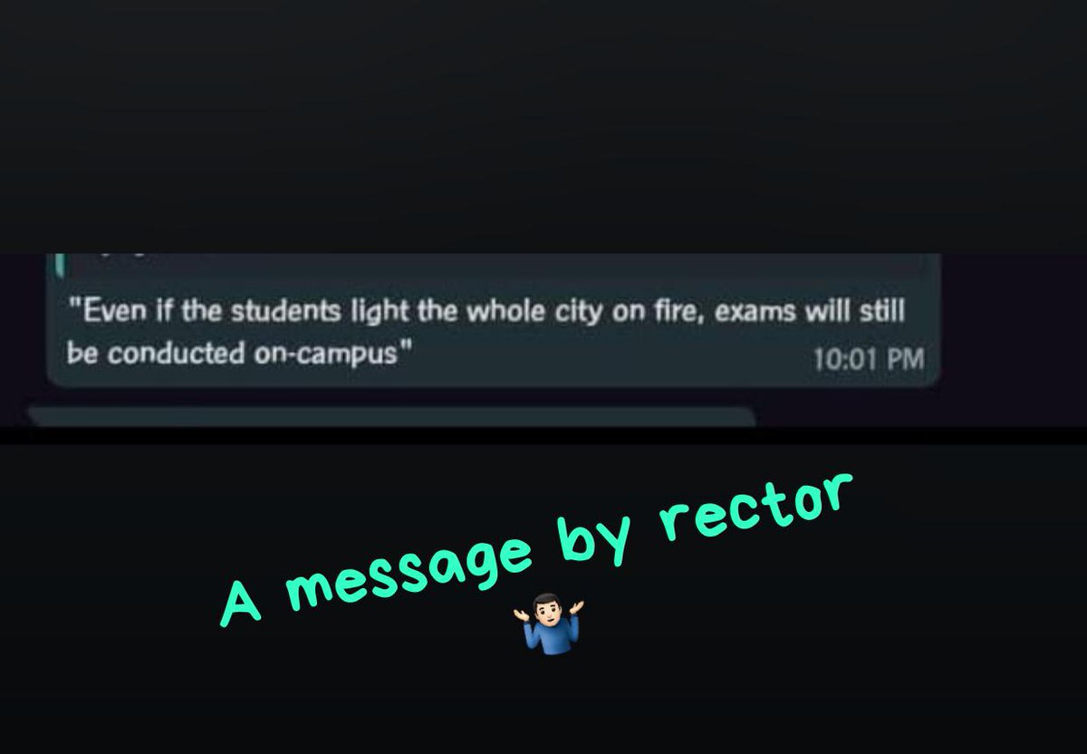 KhansaysNamrah's tweet photo. This Is The Message From Our NUML RECTOR I am Very Disappointed and Depressed To See His Behaviour Towards Us! 😑😭 
@ShahzadYunasPTI
@MeTalatK 
@JamiatPK 
#depression
#StudentsDemandOnlineExams 
#OnlineExamsOrWeProtest https://t.co/PqfgCW06fa