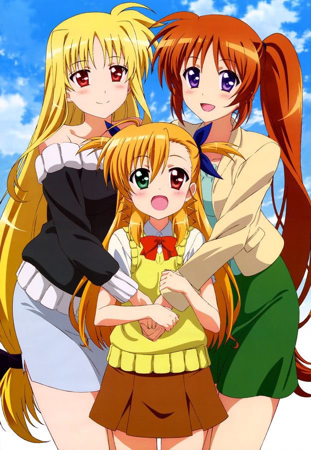 27. Magical Girl Lyrical Nanohalike, the entire series. Fate and Nanoha are basically canon. They have a daughter named Vivio who calls them both mama. They’re basically canon.