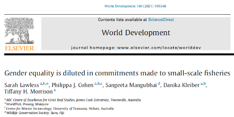 Commitment to #genderequality appears to be surging – how deep do these commitments run? Our new <a href="/WorldDevJournal/">World Development</a> paper shows where, why &amp; how commitment exist for #fisheries @coralcoe <a href="/WorldFishCenter/">WorldFish</a> <a href="/CMS_UTas/">CMS_UTas</a> <a href="/wcsfiji/">WCS Fiji</a> 1/5

sciencedirect.com/science/articl…