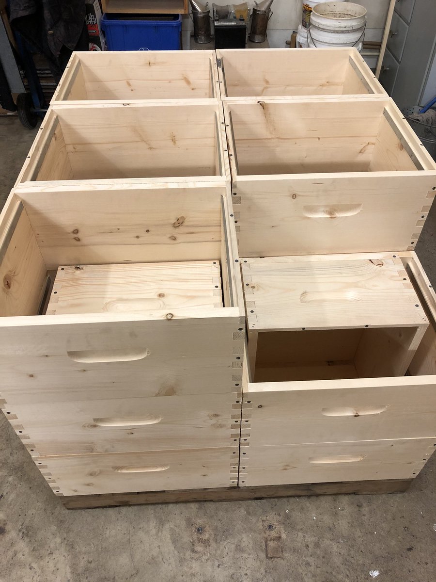 Todd_Ashley's tweet photo. Assembling...after a few weeks of edging, planing, and prep work, hammers and nails are in full swing...bees make honey but we need boxes to catch it...#harvest2021 https://t.co/w0pmTWQIiU