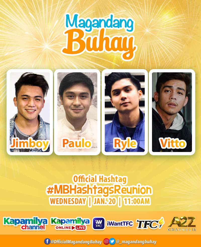 _MagandangBuhay's tweet photo. LIVE NA LIVE ang kilig kwentuhan kasama ang Hashtags mamayang 11AM sa Magandang Buhay! 

#MBHashtagsReunion https://t.co/rKaPKmNCGX