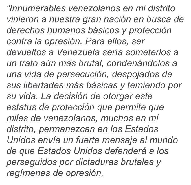 RepCarlos's tweet image. Aplaudo la decisión de otorgar el estatus de salida obligatoria diferida (DED en inglés) a los venezolanos que residen en los Estados Unidos. Tendrá un impacto inmenso a muchos en #FL26

Nosotros siempre estaremos al lado de aquellos que han sido víctimas de dictaduras opresivas.