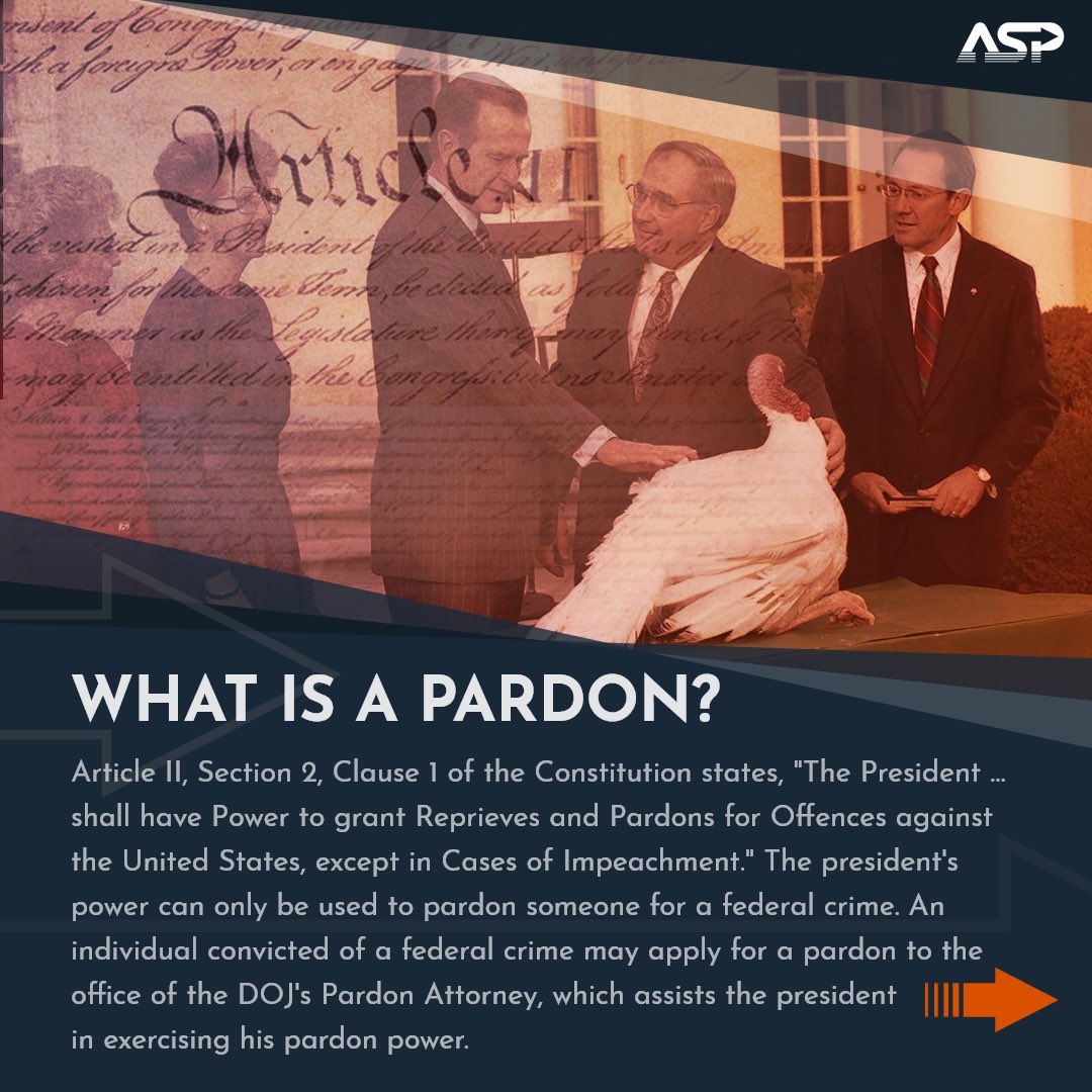 ASP's tweet photo. Tomorrow, President-elect Biden will be sworn in as the 46th President of the United States. As Donald Trump's presidency draws to a close, learn more about pardons, and the legality of Trump possibly pardoning himself in the gallery below 👇 https://t.co/PgLce6kqut