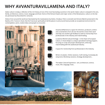 avvantura's tweet photo. #AvvanturaVillamena a space for #directors, #producers, #writers, #composers and #screenwriters from around the world Located at #WorldCulturalHeritage #Assisi (#Italy) Download our Brochure https://t.co/CBN0pQKbrV or visit our Website https://t.co/okXzKpg0wb #avvantura https://t.co/6GjMKVD87a