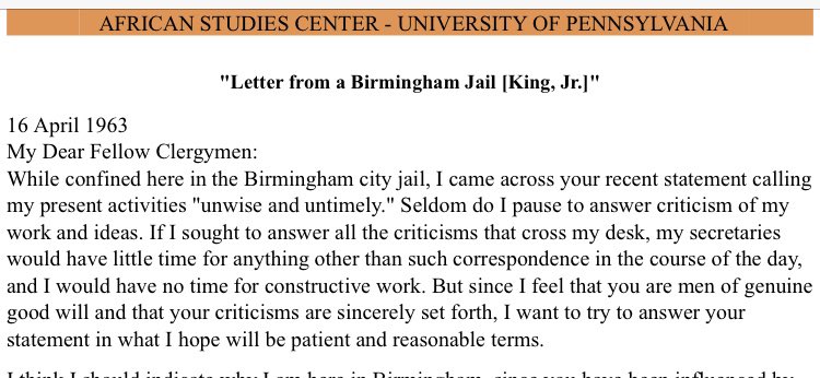 Drfljackson1's tweet photo. Let the Letter from a Birmingham Jail remind us that the real work must be done right in our communities.  Call to order the leaders in our communities who do not value the resilience of the people who fight through the struggles.  Tomorrow D.C., but the next day bring it home. https://t.co/VAXQGQxkFe