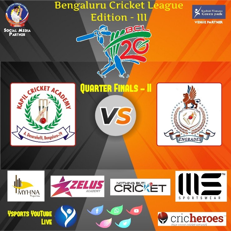 TVK_Karnataka's tweet photo. Happy To Be Associated With Bengaluru Cricket League As Social Media Partner
Tournament Enters The Quarter Finals Stage Live Action Begins From 9am Today on Ysports YouTube Channel
Regards
#Team #YVMI https://t.co/2tERU9dvhQ