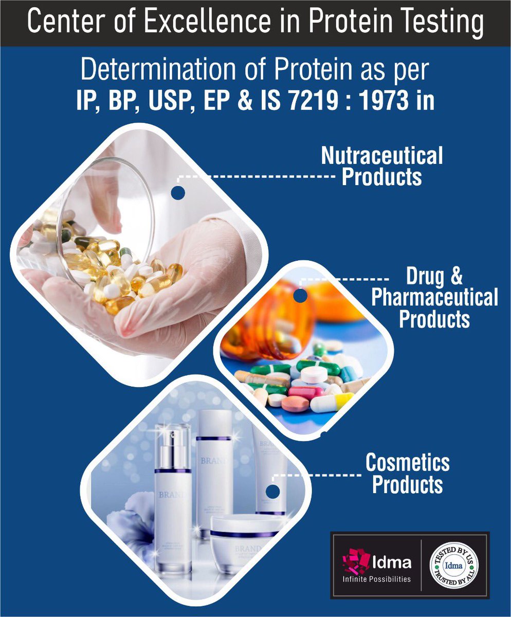 IdmaGroup's tweet photo. Our #Drug, #Pharmaceuticals, #Nutraceuticals, #Cosmetics #Testing #Laboratories are approved from #NABL #FDA #BIS #FSSAI for testing of #protein

#proteintesting #drug #cosmetic #supplement #neutraceutical #food https://t.co/L9wswJmIb2