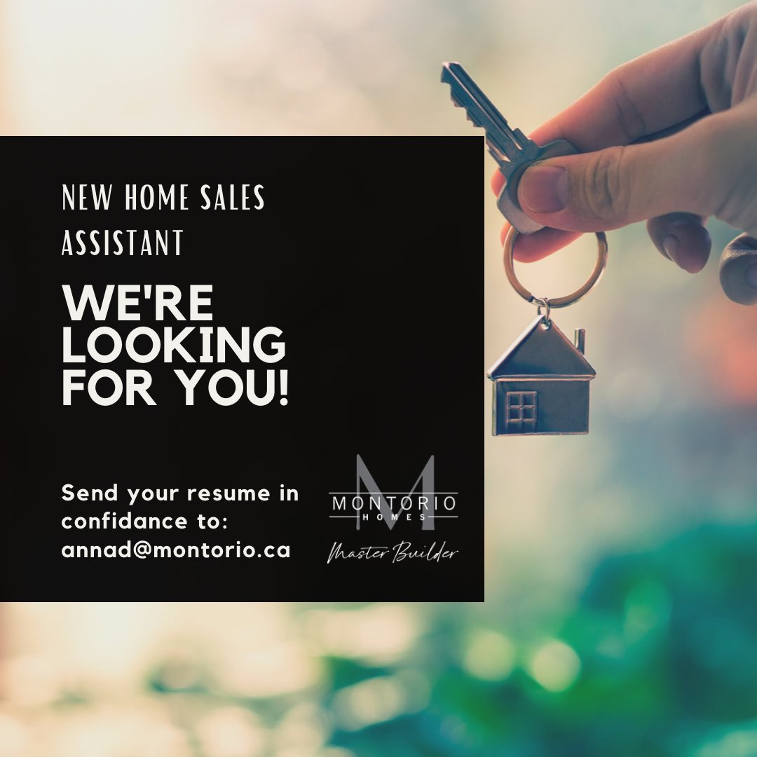 MontorioHomes's tweet photo. Due to continued growth, we are currently recruiting for a New Home Sales Associate.  The successful candidate will have a minimum of one year experience in a similar role, within the home building industry. We offer competitive pay and full benefits and a fun environment! https://t.co/JbGI91288e
