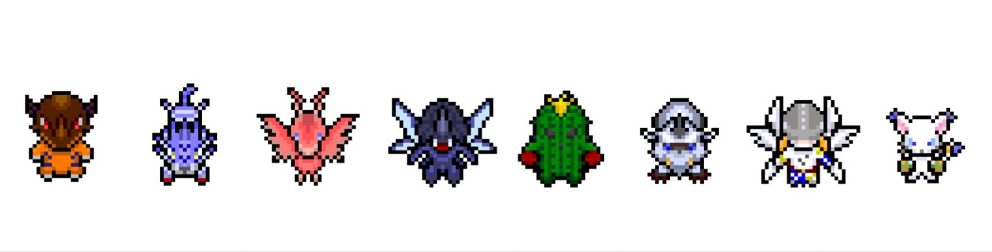 よしnfc デジモンアドベンチャーの選ばれし子供たちのパートナーデジモン 成熟期 をドット絵で よしnfcの2頭身ちびドット デジモン デジタルモンスター デジモンアドベンチャー ドット絵 Pixelart T Co Kc9zva59ps Twitter