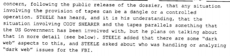 Here's Steele already backtracking on the claim of a tape, suggesting it would be hard to prove one wasn't doctored. And that it was more the threat of Russians having leverage on him that should be concerning.