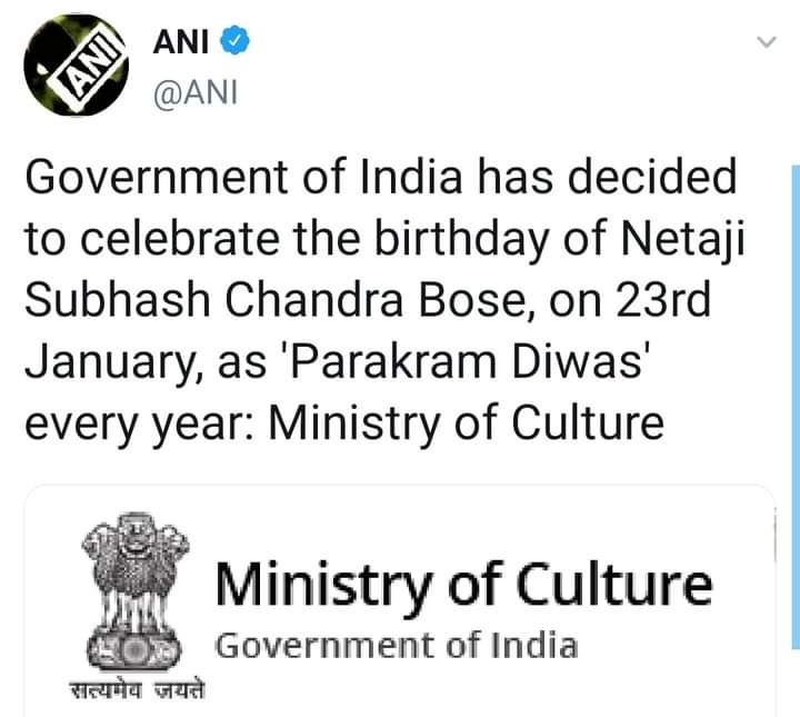 brmsunion's tweet photo. नेताजी सुभाषचंद बोस के 125वी जयंती पर उनके जन्मदिन को (23 Jan) "पराक्रम दिवस" के रूप में मनाने के संस्कृति मंत्रालय भारत सरकार के इस फैसले  तथा #Howrah_Kalka ट्रेन को #NetajiExpress के नाम से कार्यान्वित किये जाने का @brmsunion हार्दिक अभिनंदन करता हैl https://t.co/YvYfSqkXID