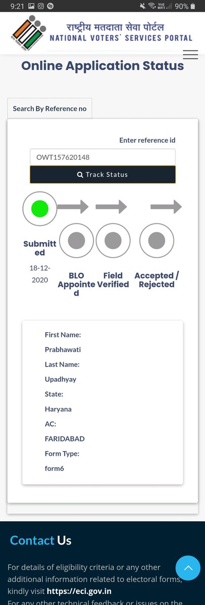 The_Real_Pranay's tweet photo. Dear Sir, @ECISVEEP @ceoharyana @yashpalmurar @DC_Faridabad @cmohry @mlkhattar 
I had applied for a new voter ID card for my Dadi, Smt. Prabhawati Upadhyay almost a month back. There has been no progress in this case since that date. 
Please help in expediting this. 
Thank you.🙏 https://t.co/D5S0tlRvlZ