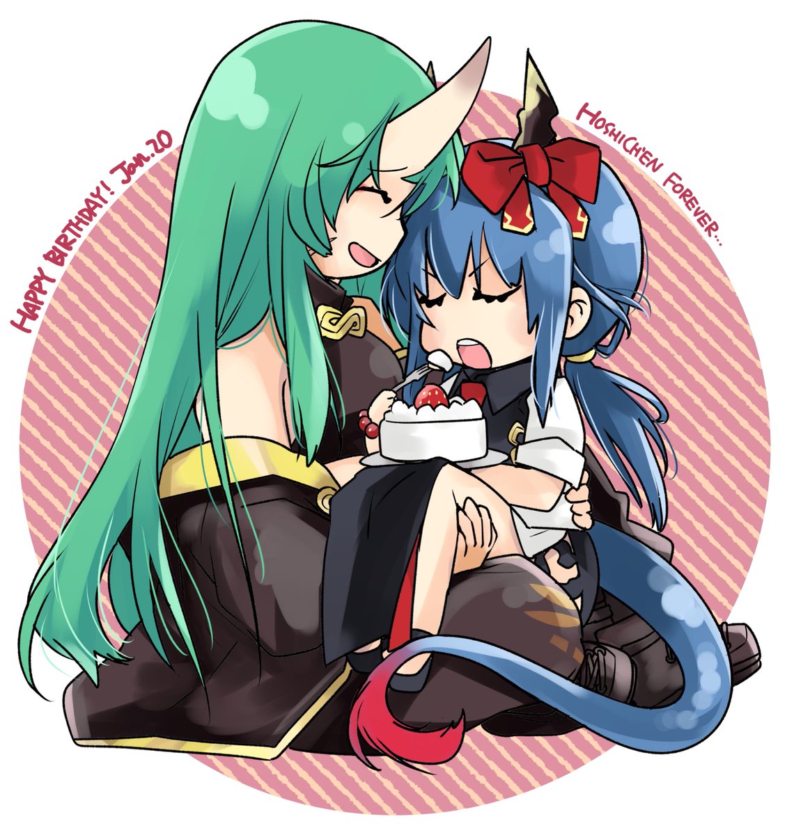 チェン(アークナイツ) ,ホシグマ(アークナイツ) 「ホシグマさんお誕生日おめでとうございます????✨✨ホシチェンで!! 」|鳥海かぴこ@神飢えコミカライズのイラスト