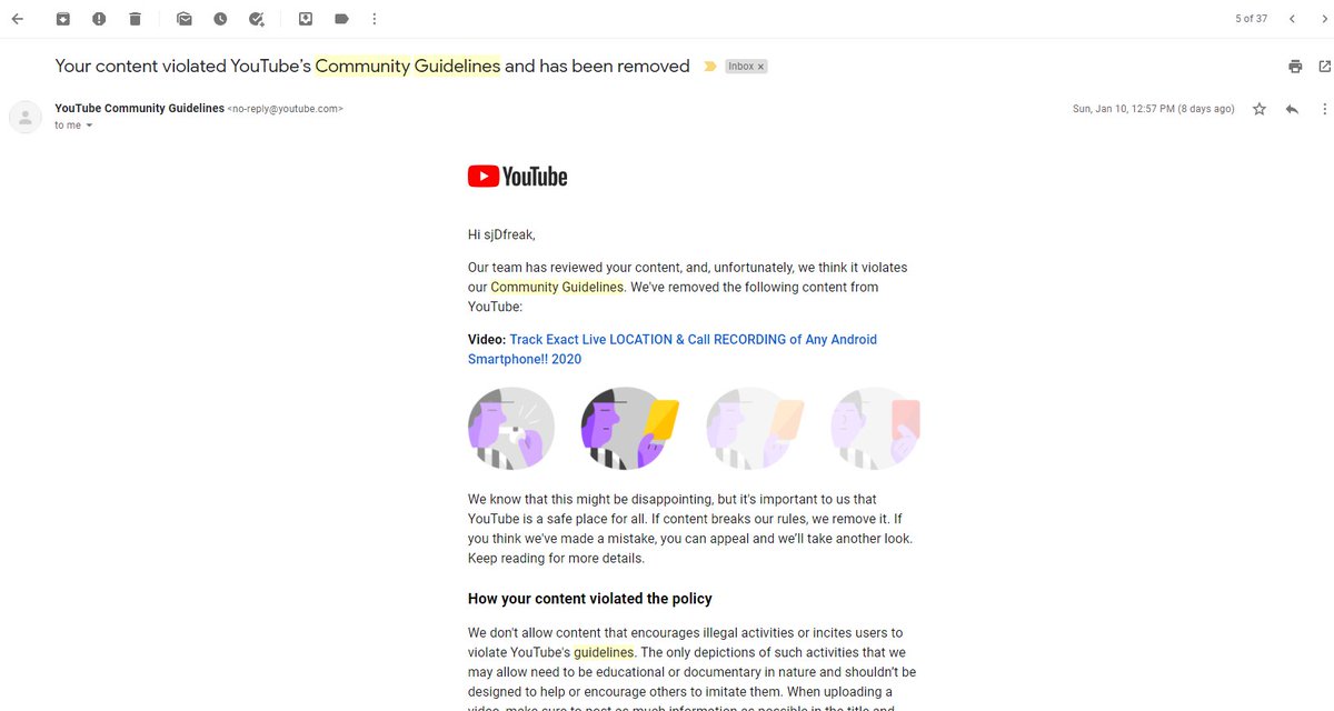 sjDfreak's tweet photo. @TeamYouTube Sir, I have deleted the video before getting Community Guidelines Strike, after that YouTube is sending Strike on that deleted Videos, plz try to understand. I've deleted videos on 06/01 and I am getting a strike on 10/01. i don't have next step or appeal option!!! https://t.co/cFLrBEtwu4