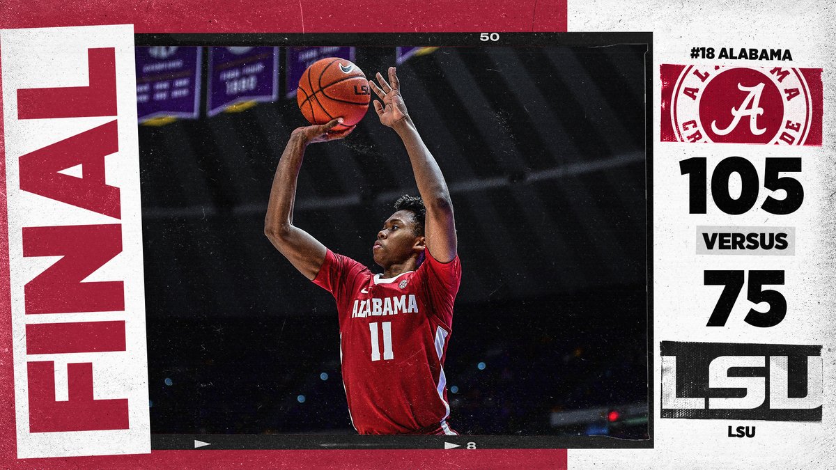 AlabamaMBB's tweet photo. Record Night on the Bayou. 

Set the @SEC record for made threes in a game with 2️⃣3️⃣.

#BlueCollarBasketball | #RollTide https://t.co/vSn4zYSlBB