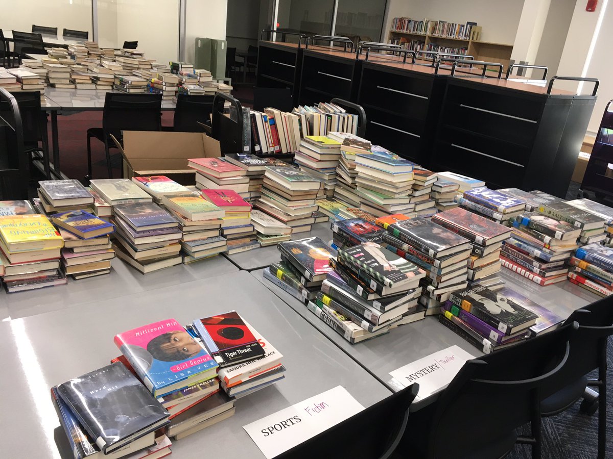 vanessathethird's tweet photo. We’re going for it and genrefying @GlencoeHS’s library collection. The fiction section will be organized into 10 genres, making it easier for students to browse and find something they like. #proudtobehsd #readhsd https://t.co/LwHDVZJ5DY