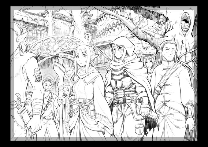 #pathfinder 
#TRPG 

ロール&ロールで最近描いたパスファのカットいくつか 