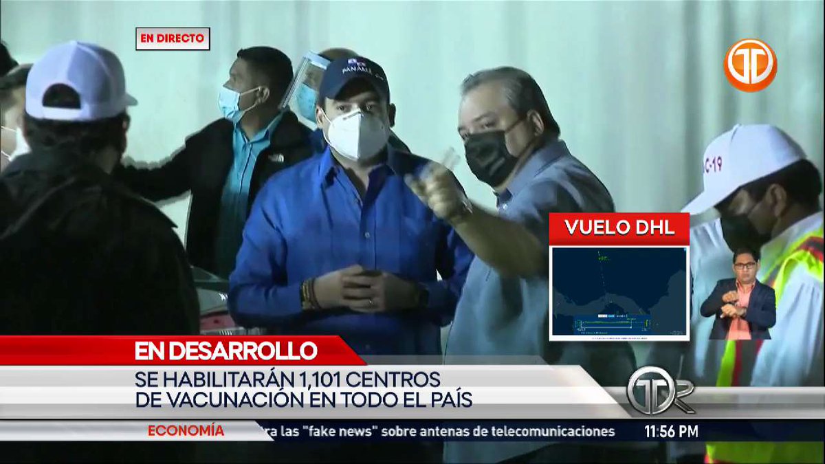 TReporta's tweet photo. Vicepresidente de la República, @gabycarrizoj, llega al aeropuerto de @tocumenaero para recibir el primer lote de vacunas. #TReporta https://t.co/zbm64TgPfG