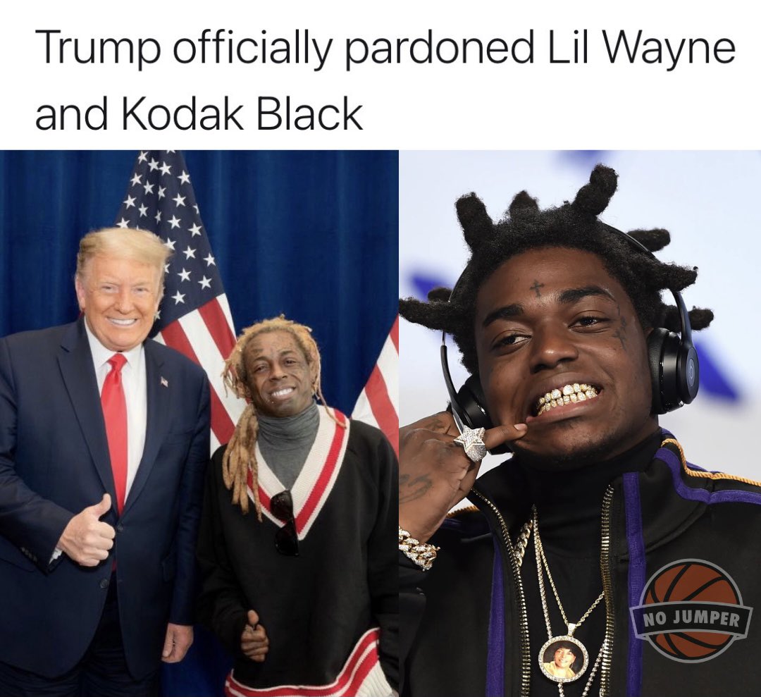#DonaldTrump has officially pardoned #LilWayne &amp; #KodakBlack... thoughts?👀