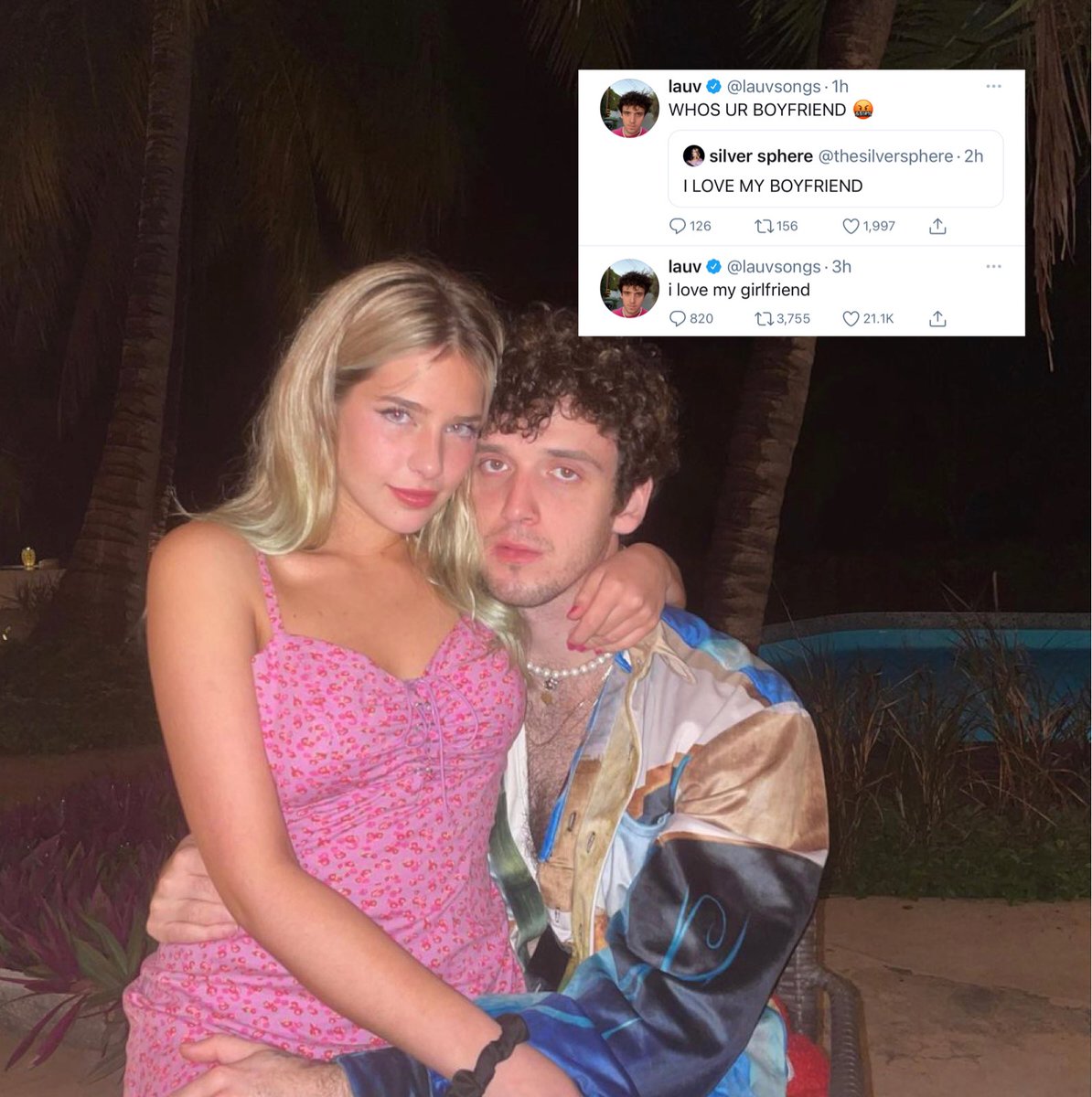 995PlayFM's tweet photo. LAUV-ER BOY 🥰 
Here are some cute couple photos of Lauv and Silver Sphere ❤️ 

What’s your favorite song from Lauv? Also from Silver Sphere?? ✨⤵️
#AllTheMusic995 #Lauv #SilverSphere https://t.co/LjEo4M54gC
