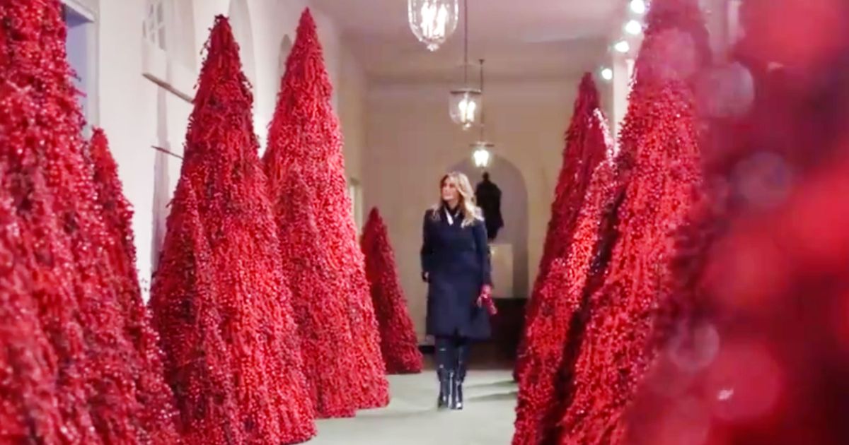 Would be remiss if we didn't get some Melania in here. There's probably more, but definitely her fuck-you jacket and her sinister walk through blood-red Christmas trees.