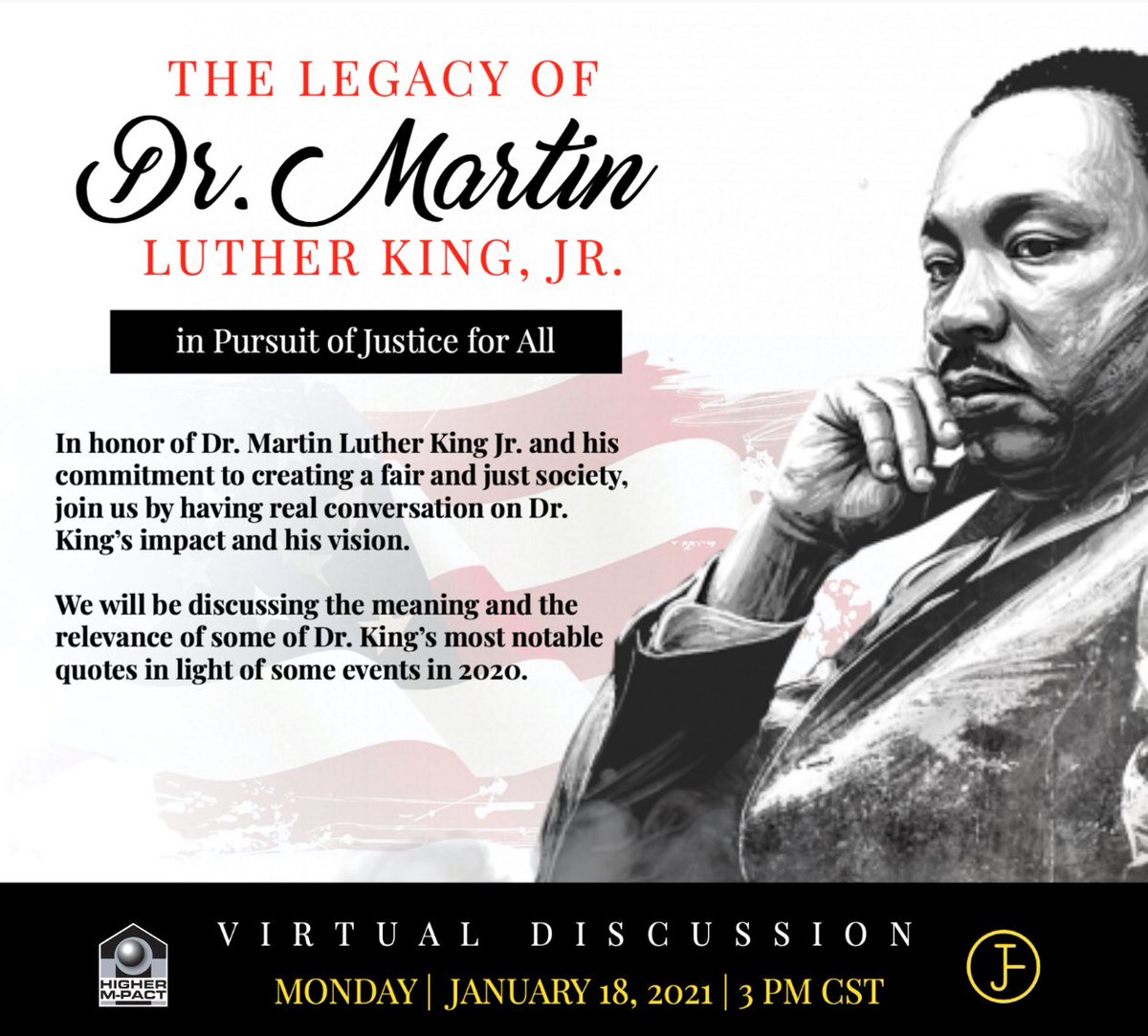 TflowersJ's tweet image. TWITTER:

Monday I celebrated the legacy of Dr. Martin Luther King, Jr. by moderating a virtual discussion that brought together individuals and community leaders to honor the life and legacy of Dr. King who advocated for civil rights, social justice, and equity for all.