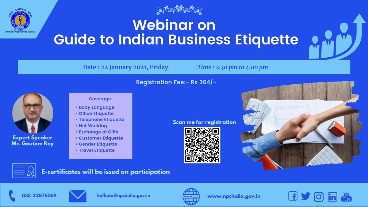 SUMAN MAITY (@sumanma67044762) on Twitter photo Join #NPCINDIA webinar on Guide to Indian Business Etiquette on 22 Jan 2021 2.30 PM
#register at bit.ly/3sFAv9E
<a href="/TataCompanies/">Tata Group</a> <a href="/tatapower_ddl/">Tata Power - DDL</a> <a href="/TataMotors/">Tata Motors</a> <a href="/TataChemicals/">Tata Chemicals</a> <a href="/TataChemicalsKe/">Tata Chemicals Magadi</a> <a href="/tatacrucible/">Prakash Subbarao</a> <a href="/tatatisconworld/">Tata Tiscon</a> <a href="/TATASampann/">TATA Sampann</a> <a href="/NALCO_India/">NALCO</a> <a href="/CPRI_MoP/">CPRI</a> <a href="/NPTIMoPGoI/">National Power Training Institute (NPTI), Official</a> Join #NPCINDIA webinar on Guide to Indian Business Etiquette on 22 Jan 2021 2.30 PM
#register at bit.ly/3sFAv9E
<a href="/TataCompanies/">Tata Group</a> <a href="/tatapower_ddl/">Tata Power - DDL</a> <a href="/TataMotors/">Tata Motors</a> <a href="/TataChemicals/">Tata Chemicals</a> <a href="/TataChemicalsKe/">Tata Chemicals Magadi</a> <a href="/tatacrucible/">Prakash Subbarao</a> <a href="/tatatisconworld/">Tata Tiscon</a> <a href="/TATASampann/">TATA Sampann</a> <a href="/NALCO_India/">NALCO</a> <a href="/CPRI_MoP/">CPRI</a> <a href="/NPTIMoPGoI/">National Power Training Institute (NPTI), Official</a>