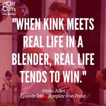 I was on the awesome <a href="/ocpkink/">Off the Cuffs: a Kink and BDSM Podcast</a> Off-the-Cuffs Podcast, episode 246!

offthecuffs.org/246-ageplay-is…

So grateful for the chance to talk to these great folks.  They’re smart, funny, and really, really dirty.