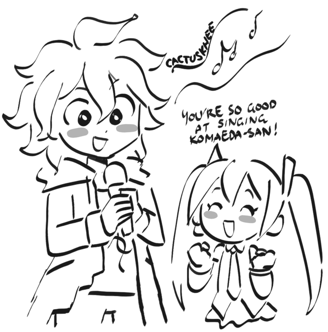 i have the power to draw whatever i want and if that's komaeda and miku hanging out then so be it 