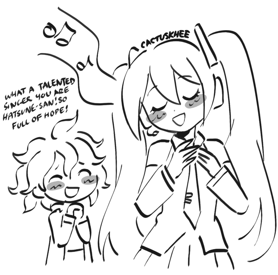 i have the power to draw whatever i want and if that's komaeda and miku hanging out then so be it 