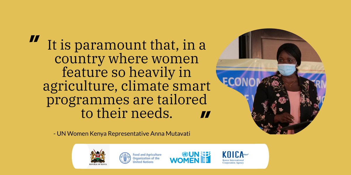 UN Kenya for Equality (@genderinkenya) on Twitter photo Women in agriculture:
- own fewer assets 👎🏿
- have restricted access to land👎🏿
- have restricted access to financial services👎🏿
The <a href="/FAO/">Food and Agriculture Organization</a> <a href="/unwomenkenya/">UN Women Kenya</a> <a href="/KOICAKenya/">KOICA Kenya Office</a> project will build resilience through Climate smart agriculture.
<a href="/kilimoKE/">Ministry of Agriculture & Livestock Development</a> @CSMargaretKobia <a href="/Agri_FinanceKe/">Agric Finance Corp</a> Women in agriculture:
- own fewer assets 👎🏿
- have restricted access to land👎🏿
- have restricted access to financial services👎🏿
The <a href="/FAO/">Food and Agriculture Organization</a> <a href="/unwomenkenya/">UN Women Kenya</a> <a href="/KOICAKenya/">KOICA Kenya Office</a> project will build resilience through Climate smart agriculture.
<a href="/kilimoKE/">Ministry of Agriculture & Livestock Development</a> @CSMargaretKobia <a href="/Agri_FinanceKe/">Agric Finance Corp</a>