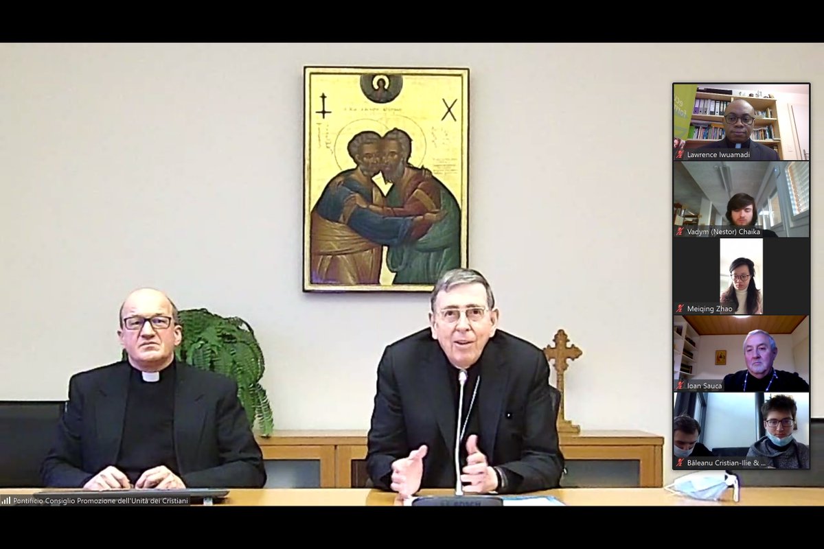 Oikoumene's tweet photo. Students of #WCC's Ecumenical Institute at #Bossey got the chance to meet with leaders of the Pontifical Council for Promoting Christian Unity #PCPCU. Many thanks Cardinal Kurt Koch and Fr Andrzej Choromanski for taking the time! Learn more: https://t.co/jdXa7SJGqA https://t.co/Xb4NA0OLUP