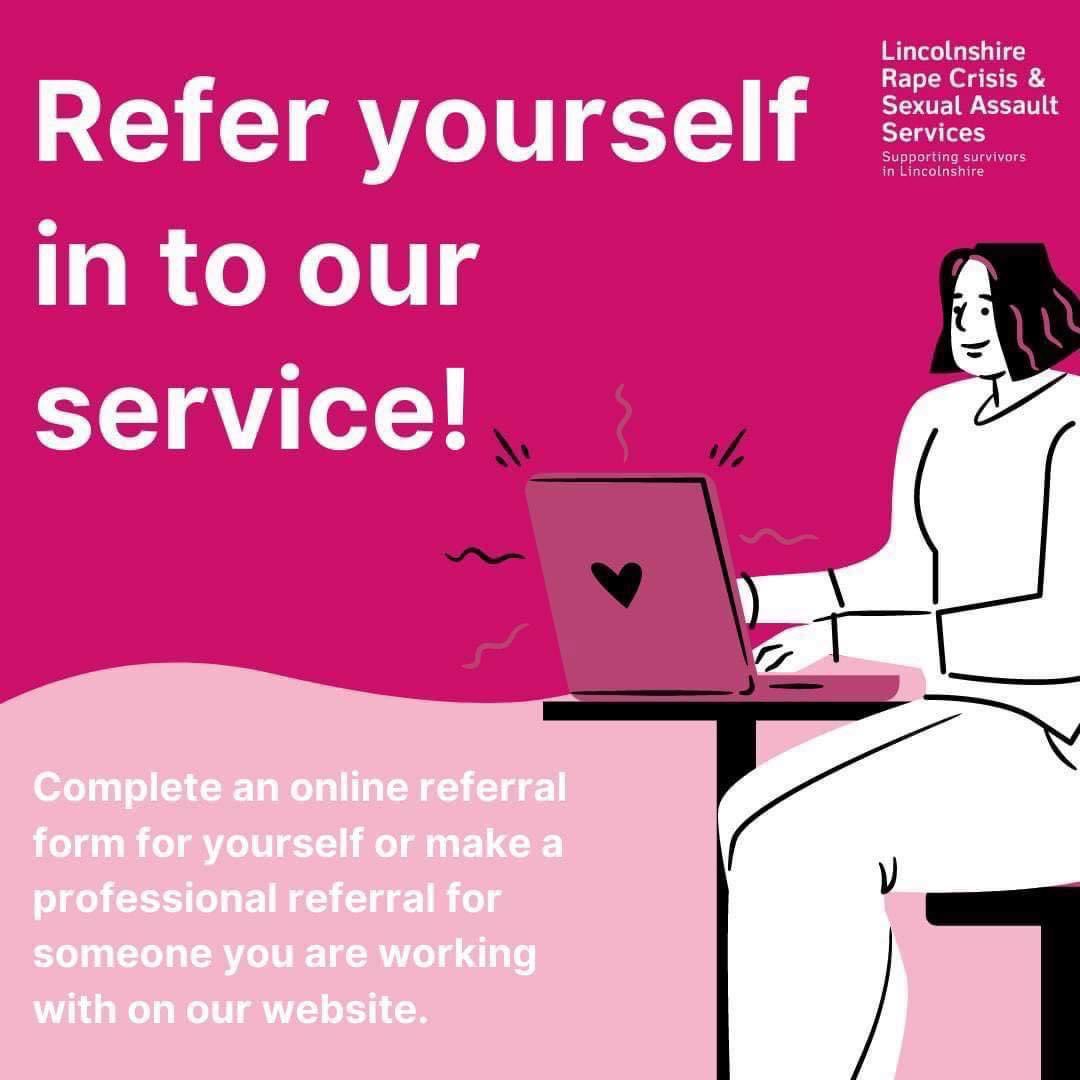 We are here for you. 

Refer yourself in to our service and receive one to one talking and listening therapy with a specialist support worker. 

We listen and believe. 

Refer yourself online: lincolnshirerapecrisis.org.uk/refer.php